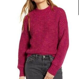 Band of Gypsies Mock Neck Sweater speckled Ribbed SMALL Red Festive Long Sleeve